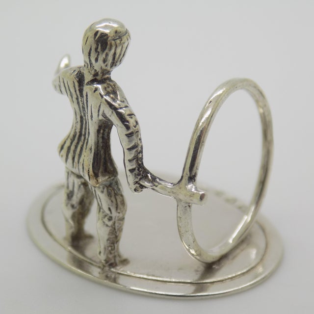 Vintage Dutch Handmade Genuine Silver 835 Child with Hoop Figurine, 1970s For Sale - Image 6 of 11