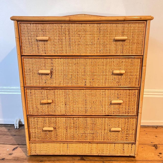 Vintage Wicker Chest of Drawers with Gallery Top For Sale - Image 10 of 11