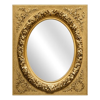 Large 20th Century French Louis XVI Wall Mirror in Giltwood, 1890s For Sale