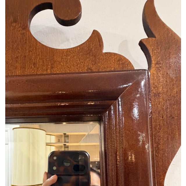 Vintage Chippendale Style Mahogany Wall Mirror For Sale - Image 9 of 10