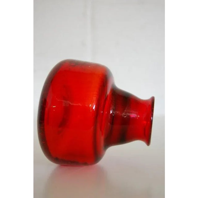 Boda Nova Glassworks Vintage Erik Höglund Signed Ruby Red Swedish Art Glass Vase for Boda C. 1960 For Sale - Image 4 of 9