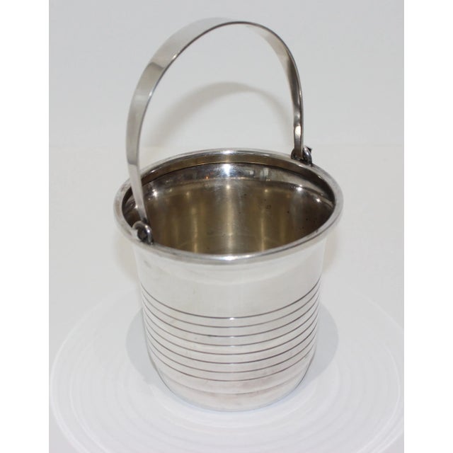 Streamline Moderne 1930s Ice Bucket Silver Plated Mini With Hallmarks For Sale - Image 11 of 11
