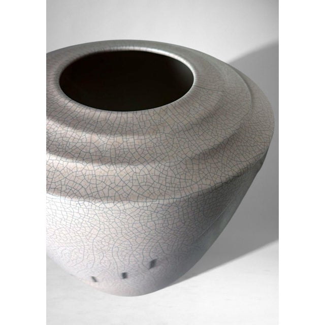 Art Deco French Craquelé White Ceramic Vase For Sale - Image 10 of 18