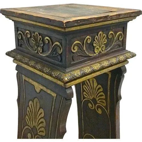Traditional Antique Acanthus Leaf Carved Italian Pedestal For Sale - Image 3 of 9
