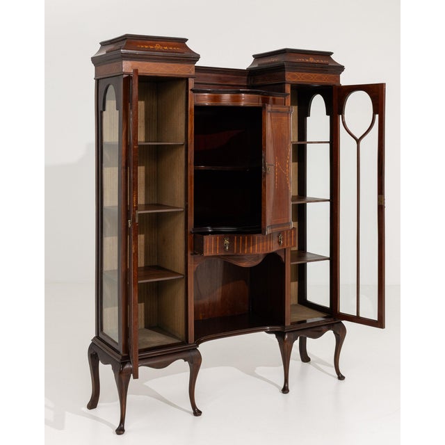 Wood 19th Century France Edwardian Brown Wood Display Cabinet For Sale - Image 7 of 11