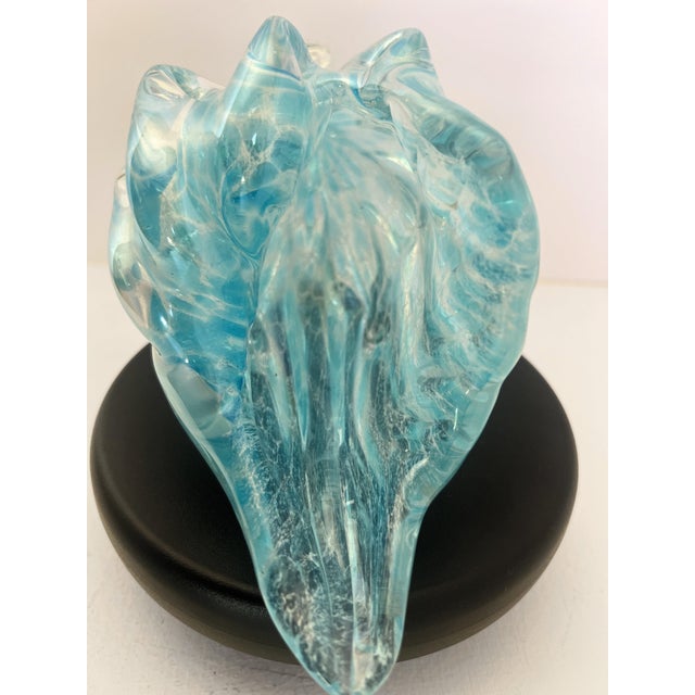 Blue Vintage Hand-Blown Italian Glass Conch Shell Sculpture – Blue Swirl Aventurine Art For Sale - Image 8 of 16