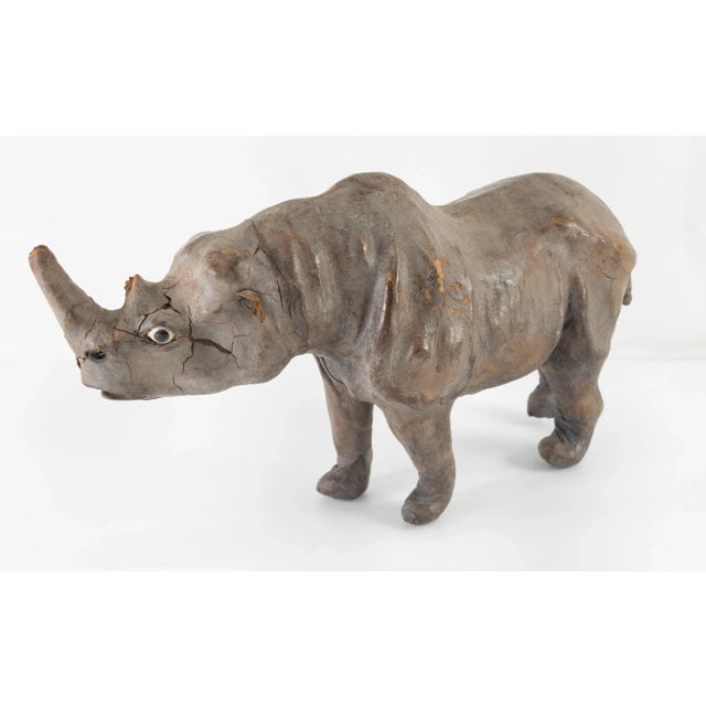 Great Decorative Leather Rhinoceros With Glass Eyes For Sale - Image 12 of 12