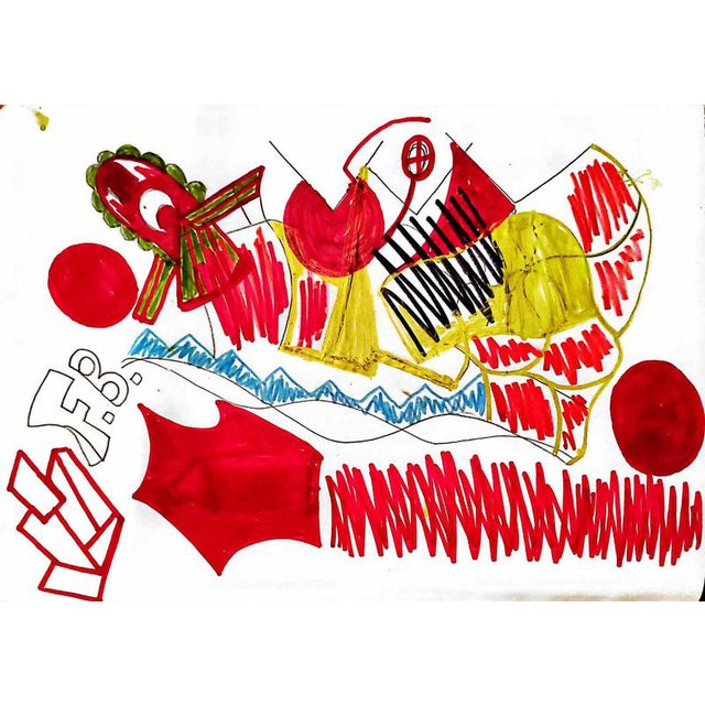 Fred Bugs, Abstract Drawing, 2025, Mixed Media on Paper For Sale