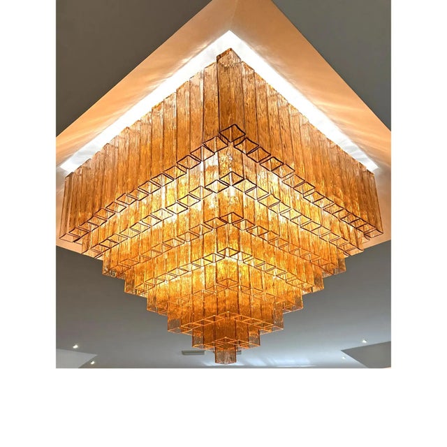 Early 21st Century Venetian Amber-Rosè Murano Glass Flush Mount by Simoeng for Simoeng For Sale - Image 5 of 6