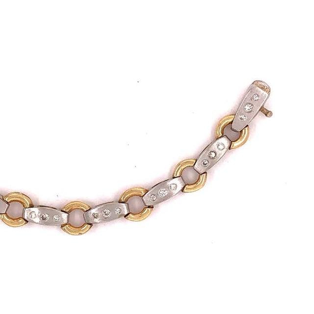 Modern 14 Karat Two-Tone Fancy Link Bracelet For Sale - Image 3 of 11