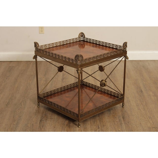 French 2010s Theodore Alexander 'Althorp' Regency Style Mahogany and Brass Two Tier Side Table For Sale - Image 3 of 13