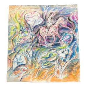1970’s Original Abstract Expressionist Watercolor/Pastel Painting Chagall Style Dreamlike