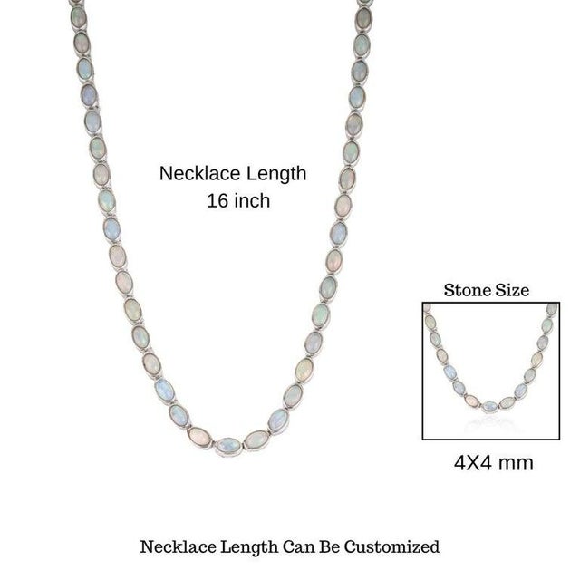 16 Inches Handmade Opal Gemstone Tennis Necklace in 925 Sterling Silver For Sale - Image 9 of 11