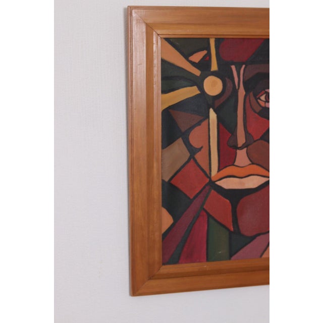 Mid-Century Modern Face, 1960s, Oil on Canvas, Framed For Sale - Image 3 of 18