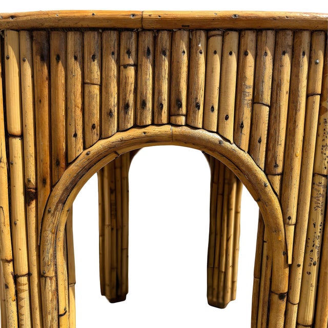 Restored Victorian Reed Stick Rattan Hexagon Arched Side Table For Sale In Los Angeles - Image 6 of 6