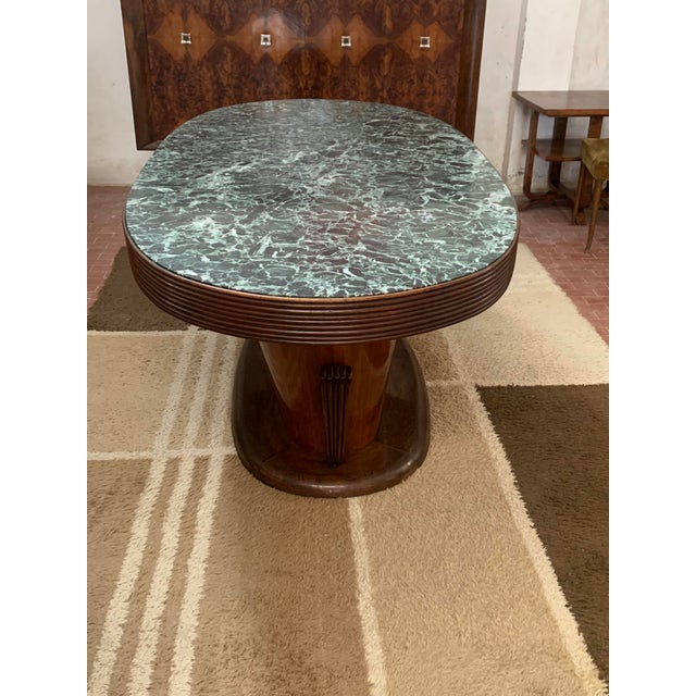 Oval Grissinato Edge Table with Green Alpi Marble Top from Premuda Lissone Milan Brianza, 1940s For Sale - Image 12 of 16
