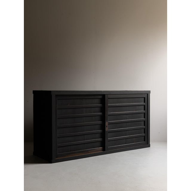 Japanese Antique Large Black Tansu 1860s-1900s / Sideboard Wabisabi For Sale - Image 12 of 18