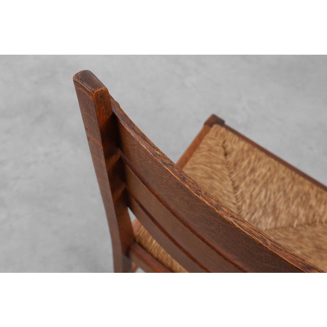 Mid-Century Modern Brutalist Oak and Wicker Chair, 1960 For Sale - Image 15 of 18