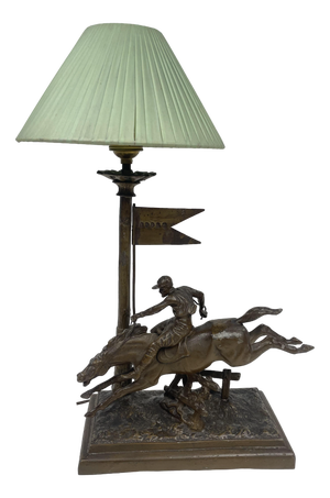 Antique Bronze Lamp with Racing Horse, Liberty, 1920s