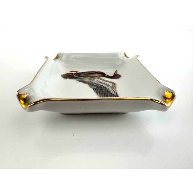 Vintage Mid-Century German Porcelain Duck Ashtray With Gilded Trim For Sale - Image 10 of 13