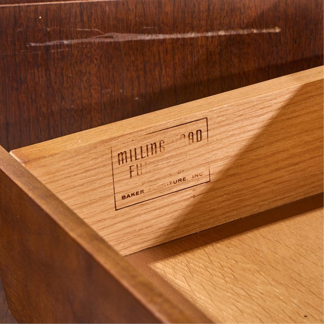 Michael Taylor for Baker Milling Road Walnut and Brass Cabinet Credenza For Sale - Image 9 of 9