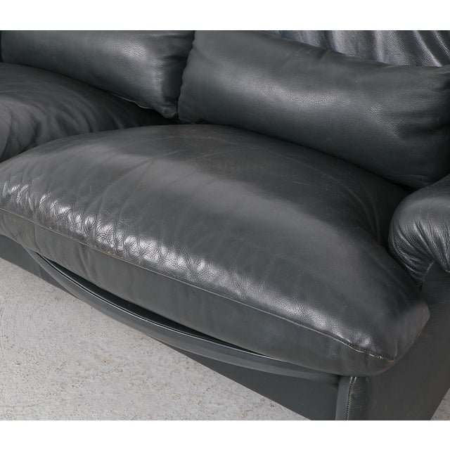 Set of Leather Sofa with Pouf by Vico Magistretti for Cassina, 1980s For Sale - Image 12 of 16