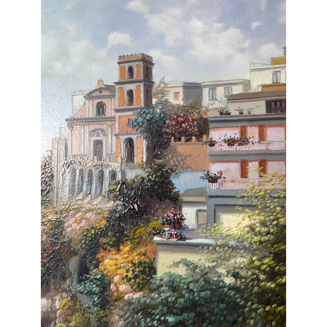 1980s Vintage "Vico Equense" Italy Mediterranean Impressionist Oil Painting on Canvas - Framed For Sale - Image 5 of 15