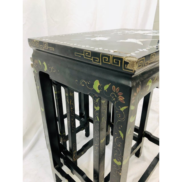 Antique Chinoiserie Painted Lacquerware Nesting Tables - Set of 4 ...