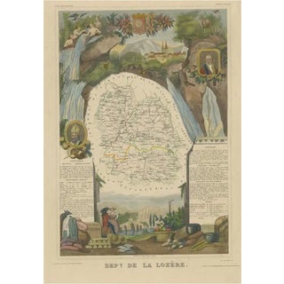 Antique Map of the Department of Lozere For Sale