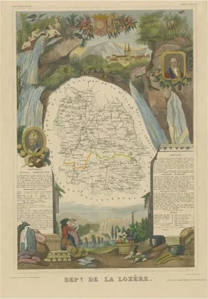 Antique Map of the Department of Lozere
