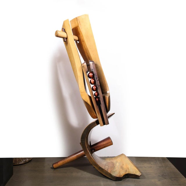 Mid-Century Modernist Hand Carved Walnut & Oak Dowel Pierced Amorphic Sculpture For Sale In New York - Image 6 of 13