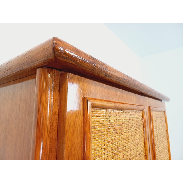 Vintage Maugrion Wardrobe in Woven Rattan and Wood from Roche Bobois, 1970s For Sale - Image 13 of 17