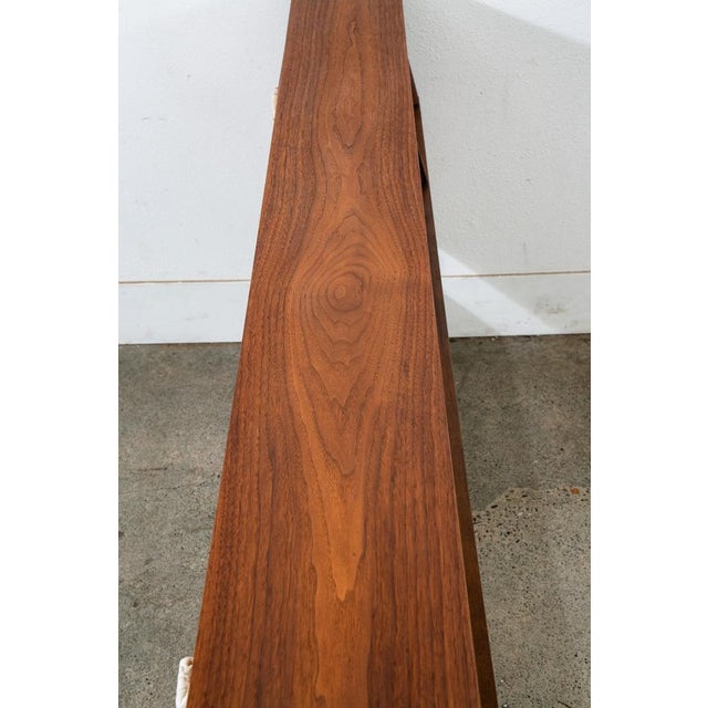 1960s Mid Century Danish Modern Headboard King Bed Frame Walnut Sliding Doors Storage For Sale - Image 10 of 11