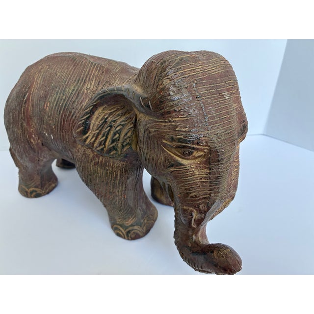 Vintage Terracotta Asian Elephant Decorative Statue | Garden Statuary For Sale - Image 4 of 12