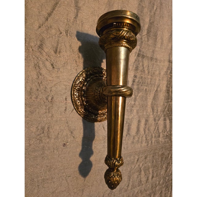 1900 - 1909 Antique E F Caldwell Style Bronze Pair Torchieres For Sale - Image 5 of 10