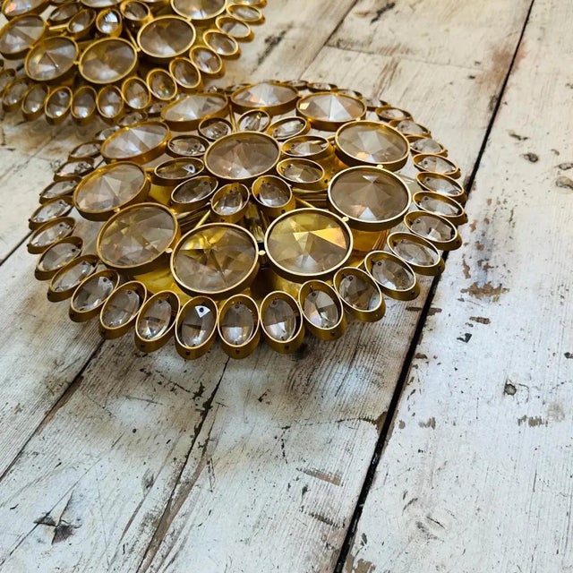 1960s Two 1960s Mid-Century Modern Brass and Glass Wall Sconces or Ceiling Lights For Sale - Image 5 of 9