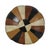 A cool, vintage, double-sided, polychrome patchwork cushion featuring a star pattern on one side and a sunburst pattern on...