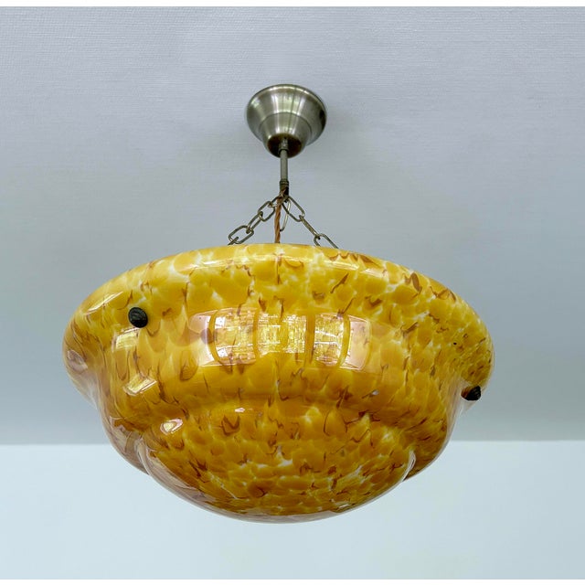 Art Deco Amber Glass Pendant Light, 1930s For Sale - Image 14 of 14