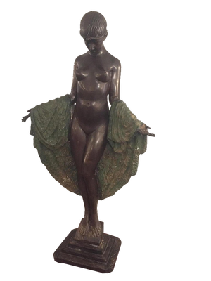 French Art Deco Bronze Dancer Figure by J.E Descomps
