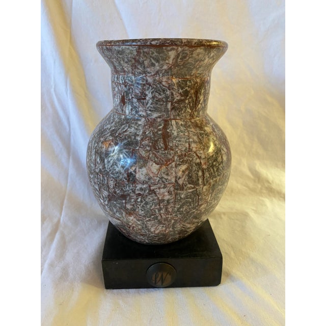 1980's Decorative Stone Vase Vessel on Black Base For Sale In New York - Image 6 of 6
