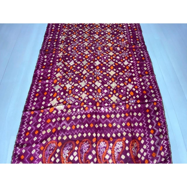 Stunning contrasting colors featuring a metallic fringe on this beautiful fine silk, tie dye ceremonial shoulder cloth...