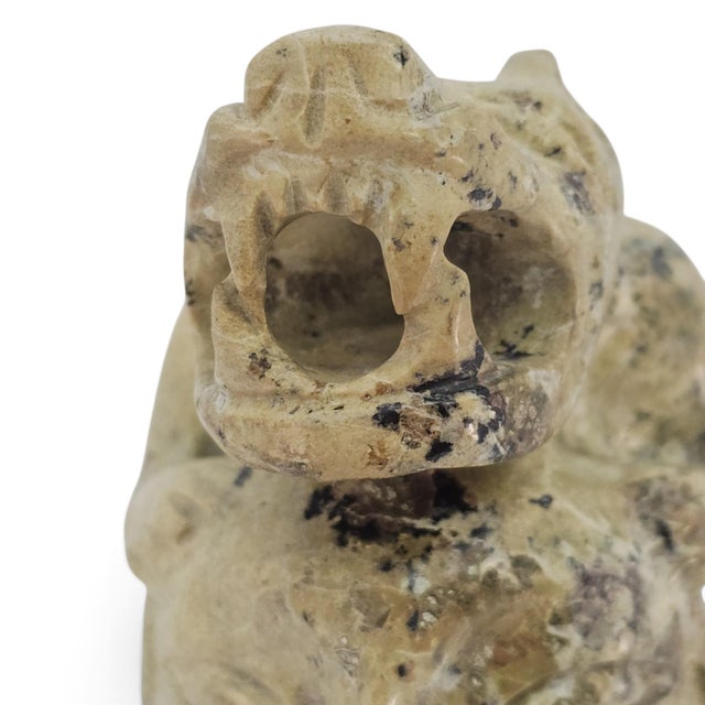 Vintage Mexican Hand-Carved Onyx/Tecali Jaguar Warrior Sculpture, 11 Inch For Sale - Image 10 of 16