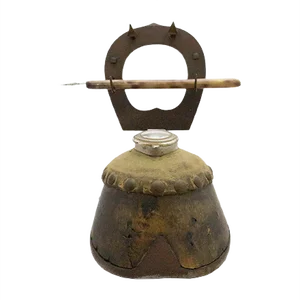 French Mounted Horse Hoof Inkwell and Pen Holder, Late 19th Century