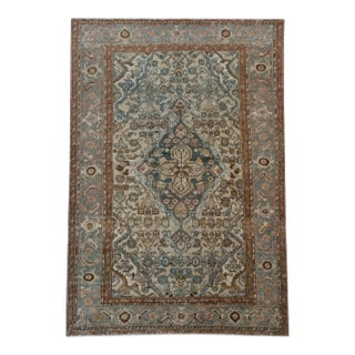 Vintage Malayer Rug | Ivory and Light Blue Central Medallion | 4x7 For Sale