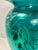 Rare Vintage Murano Iridescent Splatter Turquoise Art Glass Vase 10.5" For Sale - Image 4 of 7