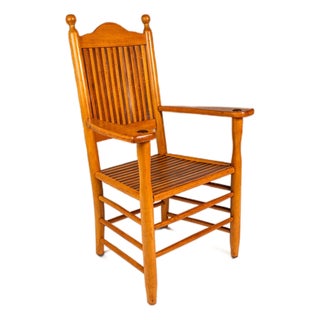 Rustic Americana Hand-Crafted 19th Century-Styled Cottage Armchair in Solid Maple & Walnut, Usa, C. 1940s For Sale