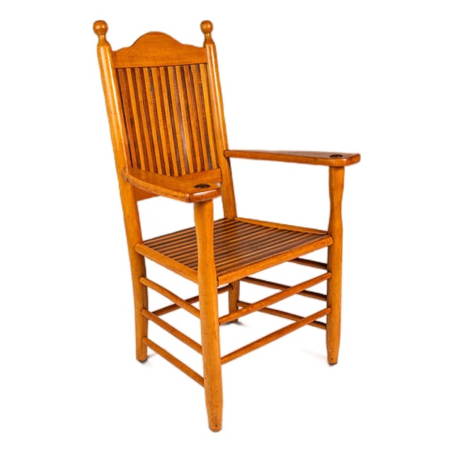 Rustic Americana Hand-Crafted 19th Century-Styled Cottage Armchair in Solid Maple & Walnut, Usa, C. 1940s For Sale