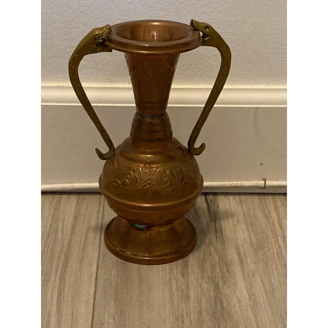 Copper Copper and Brass Vase Vessel For Sale - Image 8 of 8