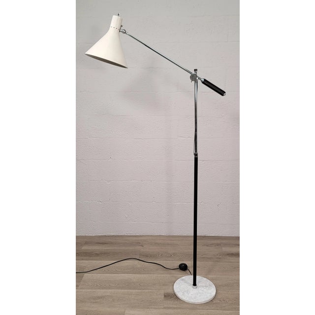 Metal Angelo Lelii (Lelli) for Arredoluce Single-Arm White Adjustable Floor Lamp For Sale - Image 7 of 12