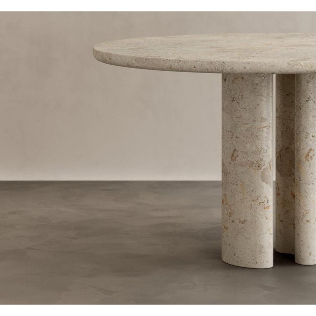 Roman Dining Table II in Cappucino Limestone by Paloma Editions For Sale - Image 4 of 7